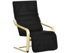 Poltrona Relax Madeira de Bétula HOMCOM  Espuma  Linho Sintético e Metal cor Preto 66 5x94x100 cm