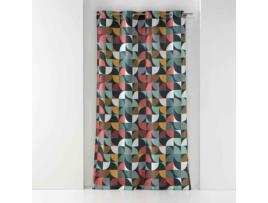 Cortina com Ilhós Estampado Rythmo 140X240Cm Laranja Paris Price Multicolor DOUCEUR D'INTERIEUR