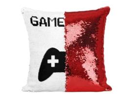 Capa de Almofada de Lantejoulas Game Over de Lantejoulas Vermelhas Console Controlador de Jogos de Vídeo Retrô FABULOUS