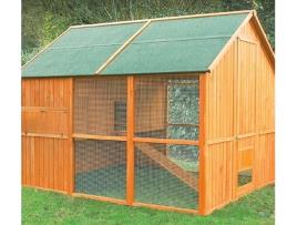 Gallinero Noruega para 10-12 Gallinas - Gallinero Grande de Madera para Exterior - Refugio y Voladero Protegido del Aire - Bandeja Extraíble - Incluye Perchas y Ponedero