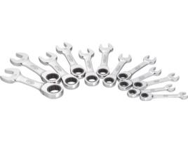 Conjunto de chaves combinadas de catraca VIGOR V2821 Curto Perfil hexagonal externo Perfil hexagonal externo duplo 8 - 19 Número da ferramenta