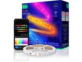 Fita de Leds Rgbic Inteligente Wifi 18W Ip44 Compatível com Tuya 5M F4 NOUS