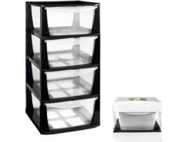 Cômoda de Plástico Empilhável para Armazenamento Cômoda Desmontada Grande Preto 400X385X760 COMFORT HOUSE