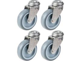 75Mm 3 Stainless Steel Castor Grey Rubber Swivel 240Kg Set Of 4 PARNELLS