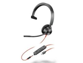 Auricular com Microfone POLY Blackwire 3315 (Preto - USB - USB-C - Jack 3.5 mm)