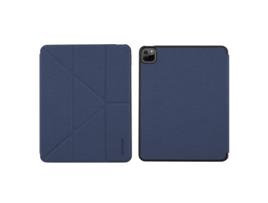 Capa ZRUXE para Ipad Pro 12.9 2022 / 2021 Pu + Tpu Estojo de Couro Dobrável Azul