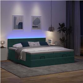 vidaXL Estrutura de cama otomana com colchão verde escuro veludo