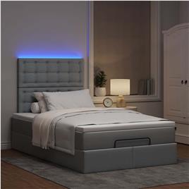 vidaXL Estrutura de cama otomana com colchão cinza claro tecido