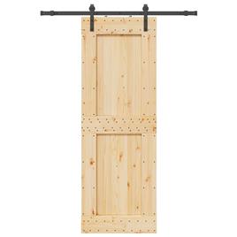 vidaXL Porta de correr com ferragens 85x210 cm madeira de pinho maciça