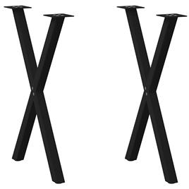 vidaXL Pernas p/ mesa de jantar 2 pcs forma X 50x(72-73) cm aço preto
