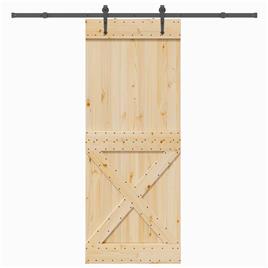 vidaXL Porta de correr com ferragens 90x210 cm madeira de pinho maciça