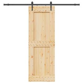 vidaXL Porta de correr com ferragens 80x210 cm madeira de pinho maciça