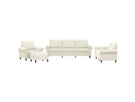Conjunto 4 de sofás VIDAXL com almofadões veludo cor creme
