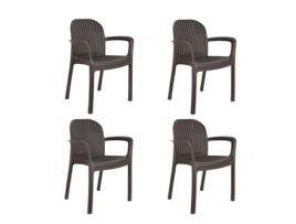 Cadeiras De Vime Para Jardim Ao Ar Livre 4 Cadeiras Marrons 53X58X83Cm Terraço Da Piscina GARDENLIFE