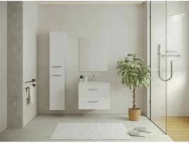 Móveis de banheiro suspensos com pia simples e coluna de armazenamento branco 60 cm Kayla VENTE-UNIQUE