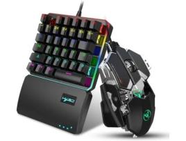 Teclado + Rato Gaming HXSJ J600 Mecânico de Programação One-handed (Preto)