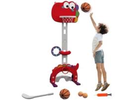 Tabela de Basquetebol 5 em 1 HDPE e PP cor Vermelho 46x51x134-152 cm AIYAPLAY