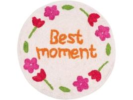 Tapete de Banho FLAMINGUEO Redondo Antiderrapante Algodão Branco (60x60x2.5cm)