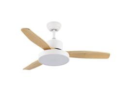 Ventilador DC KAVALA faia branca LED controle remoto CCT ajustável FABRILAMP