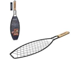 Parrilla pescado mango madera 58x35x14 cm