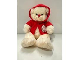 Urso de Peluche com Casaco e Crachá Amor Cerca 28 Cm Sentado