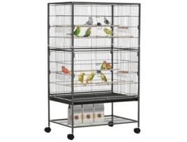 Gaiola para Pássaros Aço e Madeira cor Cinzento 78x52x132 cm PAWHUT