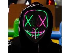 Halloween scarlet glitter máscara costurada boca sorriso rosto cosplay boate bar festa glitter preto v cruz olhos hhz