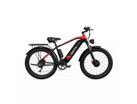 Bicicleta Elétrica DUOTTS F26 Potência 750W*2 Bateria 840Wh Autonomia 50Km Preto Vermelho
