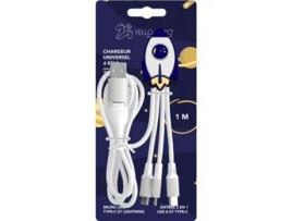 Andy Xxl 5 em 1 Cabo Micro Usb / Usb C / Lightning para Usb a e C Rocket 1M Branco / Azul YELLO KOKO
