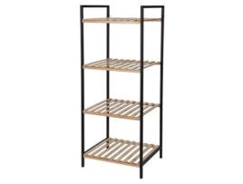 Estante de Arrumação de 4 Prateleiras em Bambu e Aço BATHROOM SOLUTIONS