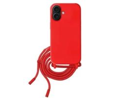 Capa com Cordão para iPhone 16 Plus MISTERCAPAS Silicone Vermelho