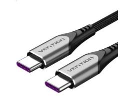 Cabo USB 2.0 Tipo-C VENTION Taehg/ USB Tipo-C Macho USB Tipo-C Macho/ Até 100W/ 480Mbps/ 1.5M/ Cinza