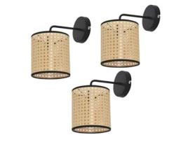 Conjunto de 3 candeeiros de parede modernos Southend 1x E14 40 W metal-plástico 25 x Ø 16 cm - Preto e Bege LUX.PRO