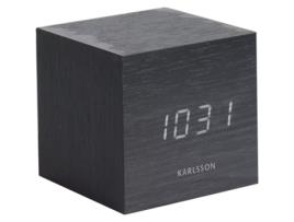 Relógio Despertador Folheado a Madeira KARLSSON Mini Cube Led
