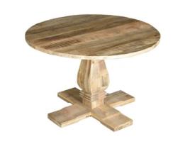 Mesa de Jantar de 4 Lugares em Madeira de Mangueira Natural com 120 Cm de Diâmetro 77X120X120 GINER Y COLOMER