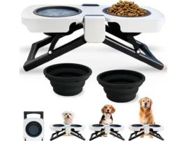 Comedouro e Bebedouro Portátil Elevado para Cães e Gatos.Taça Dobrável para Animais. Pegas Integradas Viagem JARUKI