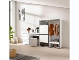 Sapateira 247X145X35 Cm para Quarto Dormitório Roupeiro Aberto Cómoda Toucador Branco SKRAUT HOME
