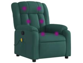 Poltrona de massagens reclinável VIDAXL tecido verde-escuro