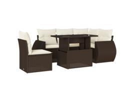 Conjunto 6 de sofás jardim c/ almofadões VIDAXL vime PE castanho