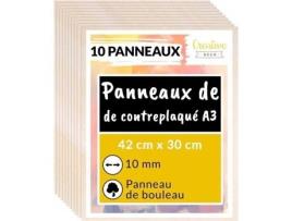 Placa de Contraplacado CREATIVE DECO 420X300X10Mm Conjunto de 10 Madeira em Bruto para Corte a Laser e Pirografia
