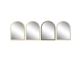 Espelho de parede HOME ESPRIT Castanho Bege Natural Marfim Scandi 55 X 2 X 75 cm (4 Unidades)