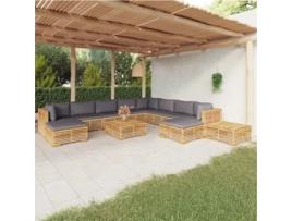 12 Pcs Conjunto Lounge Jardim com Almofadões Madeira Teca Maciça COMFORTXL