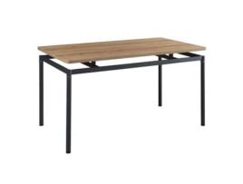 Mesa de Jantar Hemnes Retangular 6 Pessoas Aço Mdf 140X80X75 Cm Efeito Carvalho Preto EN.CASA