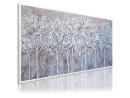 Quadro Pintado À Mão Natureza 140X70 Cm Forest Quadros Modernos a Óleo com Moldura Cor Branca. DEKOARTE