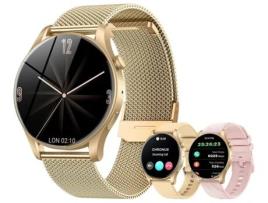 Relógio Esportivo Feminino com Display Amoled e Monitor de Pressão Arterial Ouro BISBISOUS