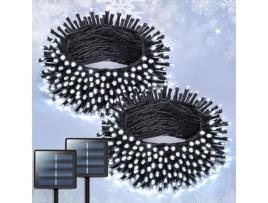 Pacote com 2 Luzes Solares para Áreas Externas-6 5 M 30Led String Light À Prova D'Água com 8 Modos para Jardim Decorações de Natal CHRUI Branco