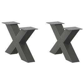 vidaXL Pernas mesa centro 2 pcs forma de X 60x(30-31) cm aço antracite