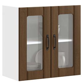 vidaXL Armário de parede cozinha porta vidro Lucca carvalho castanho