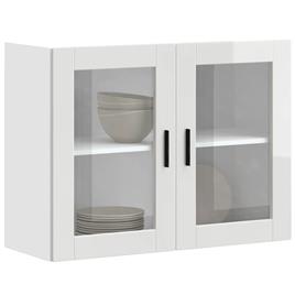 vidaXL Armário de parede cozinha porta vidro Porto branco alto brilho