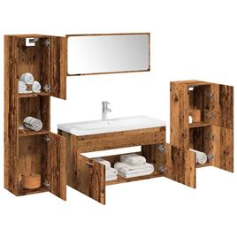 vidaXL 5 pcs conj. móveis casa banho derivados madeira madeira velha